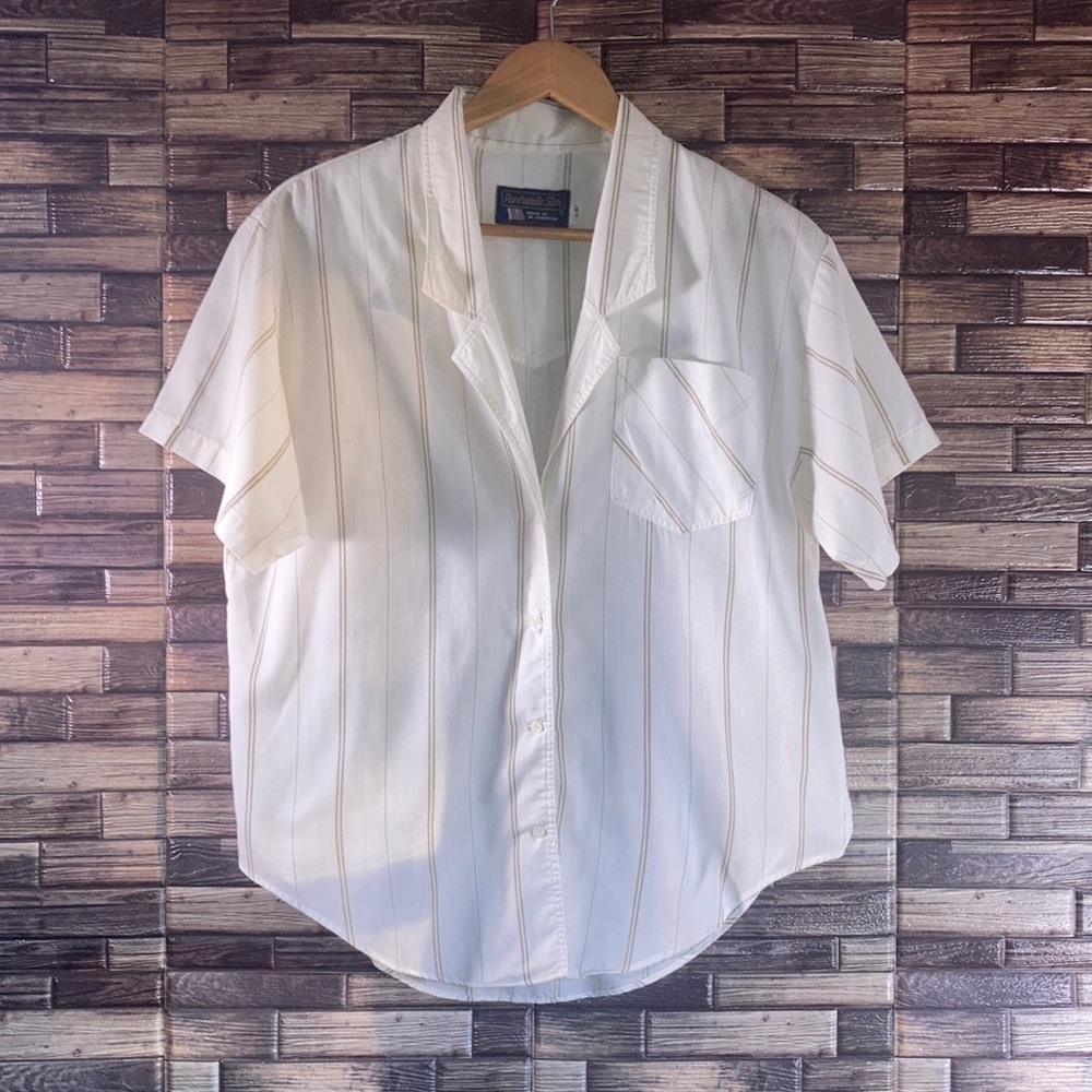White Striped Womens Vintage PanHandle Slim Shirt Size 14